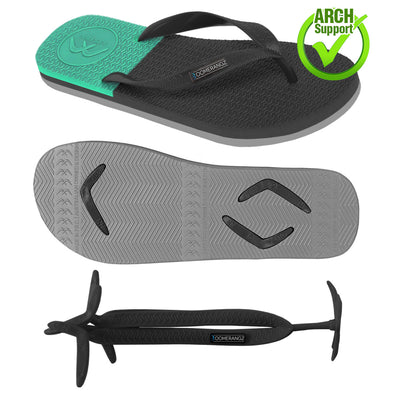 Men's Black/Grey/Teal Thongs + Additional Coloured Straps - Boomerangz Footwear