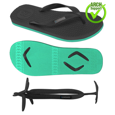 Men's Black/Teal Thongs + Additional Coloured Straps - Boomerangz Footwear