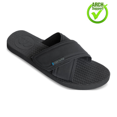 Slim Black Adjustable Cross Slides - Boomerangz Footwear