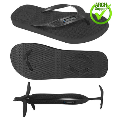 Men's Black WIDE Strap Thongs + Additional Regular Straps - Boomerangz Footwear