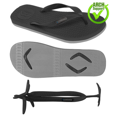 Men's Black/Grey Thongs + Additional Coloured Straps - Boomerangz Footwear