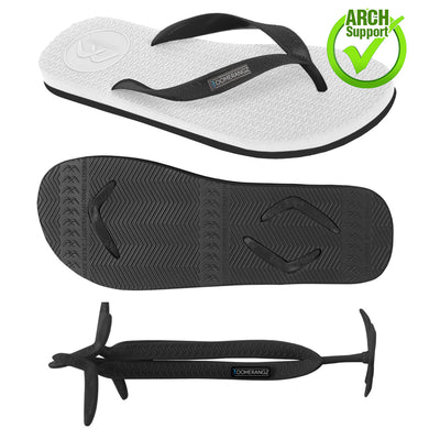 Men's White/Black Thongs + Additional Coloured Straps - Boomerangz Footwear