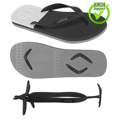 Men's Black/Grey/White Thongs + Additional Coloured Straps - Boomerangz Footwear