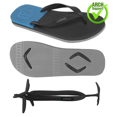 Men's Black/Grey/Blue Thongs + Additional Coloured Straps - Boomerangz Footwear