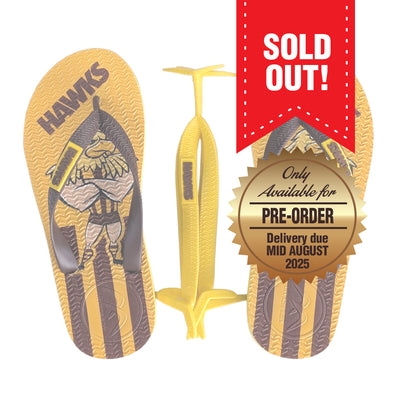AFL - Hawthorn Hawks KIDS Thongs + Additional Straps - Boomerangz Footwear
