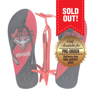 AFL - Slim - Essendon Bombers Thongs + Additional Straps - Boomerangz Footwear