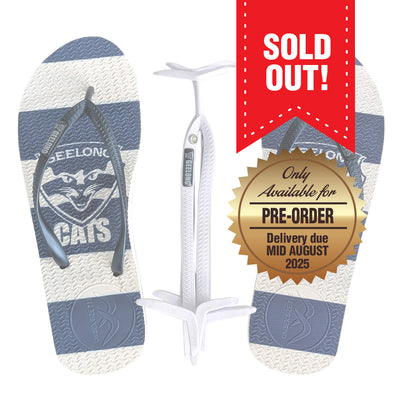 AFL - Slim - Geelong Cats Thongs + Additional Straps - Boomerangz Footwear