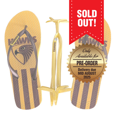 AFL - Slim - Hawthorn Hawks Thongs + Additional Straps - Boomerangz Footwear