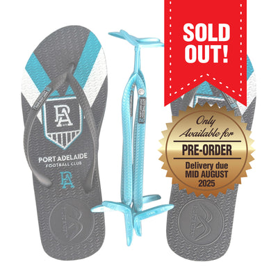 AFL - Slim - Port Adelaide Power Thongs + Additional Straps - Boomerangz Footwear