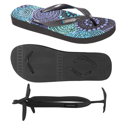 Saltwater Dreamtime Thongs 01 + Additional Coloured Straps - Boomerangz Footwear