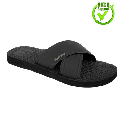 CLEARANCE - Regular Black Cross Slides - Sizes 7/8, 9, 10/11, 12 - Boomerangz Footwear