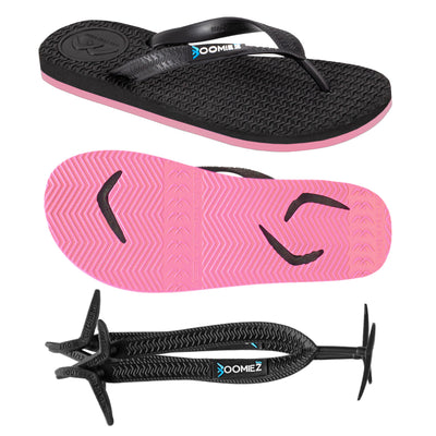 Kid's Black/Pink Thongs + Additional Coloured Straps - Boomerangz Footwear