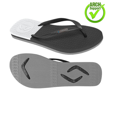 Women's Black/Grey/White Thongs - Boomerangz Footwear