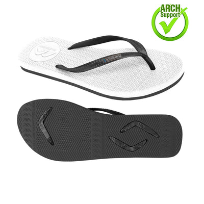 Women's White/Black Thongs - Boomerangz Footwear